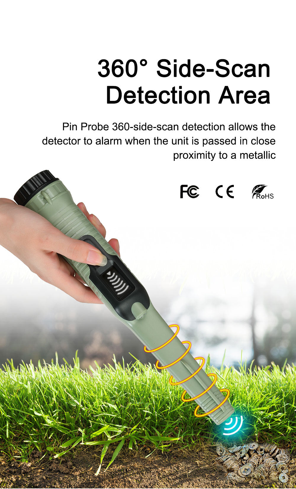 High sensitivity handheld metal detector HS-12 positioning rod underground treasure hunting metal detector small and portable