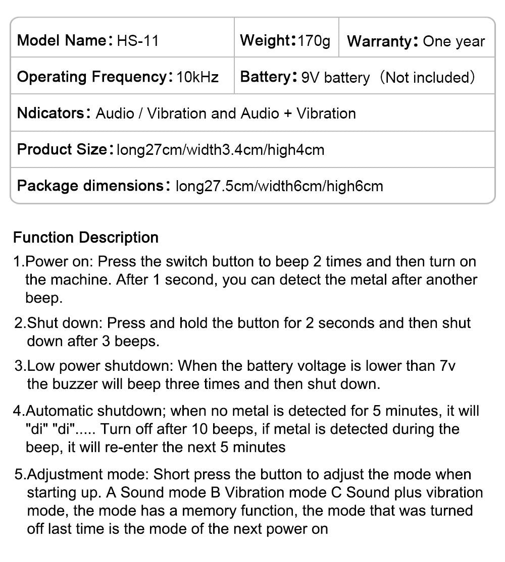 High sensitivity handheld metal detector HS-12 positioning rod underground treasure hunting metal detector small and portable