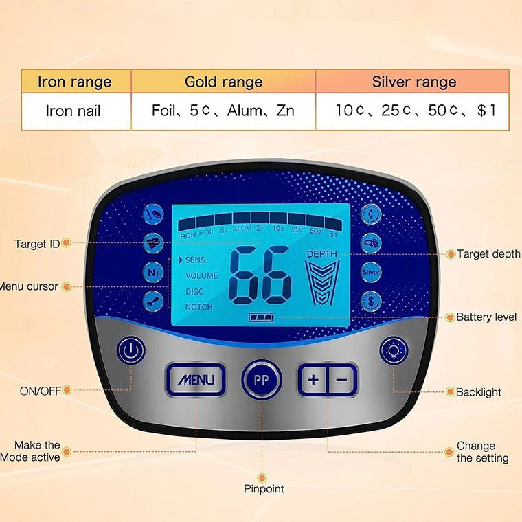 T11 metal detector LCD display one click iron beach outdoor historical treasure hunting device