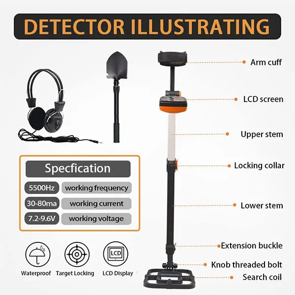 New folding metal detector TX640 gold detector gold silver copper aluminum underground metal detector exploration