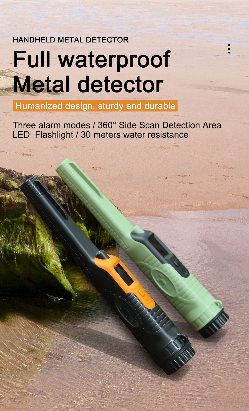 High sensitivity handheld metal detector HS-12 positioning rod underground treasure hunting metal detector small and portable
