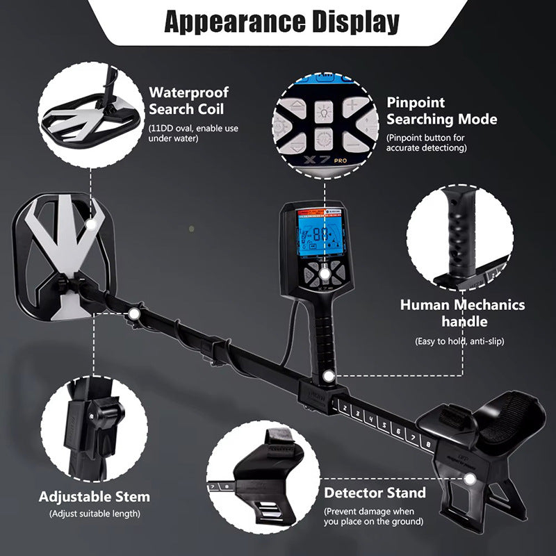 Professional metal detector X7 gold, silver and copper detection new outdoor treasure hunting device