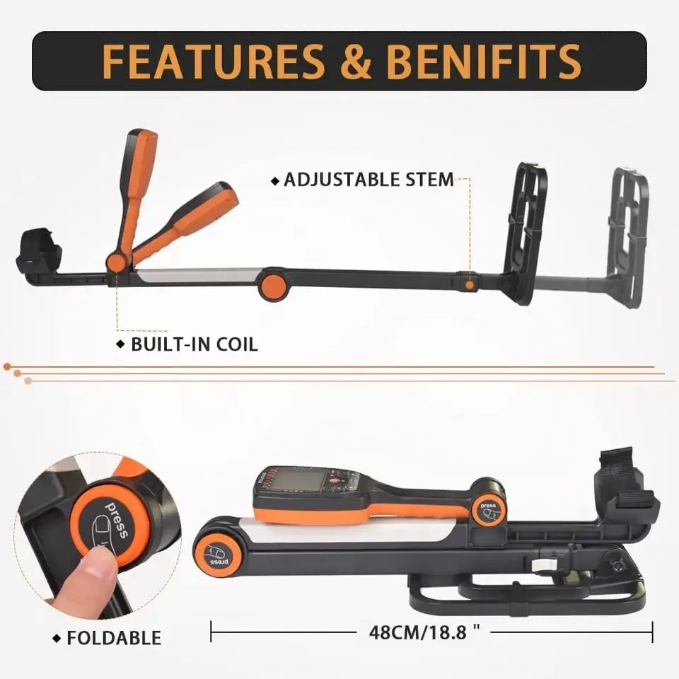 New folding metal detector TX640 gold detector gold silver copper aluminum underground metal detector exploration