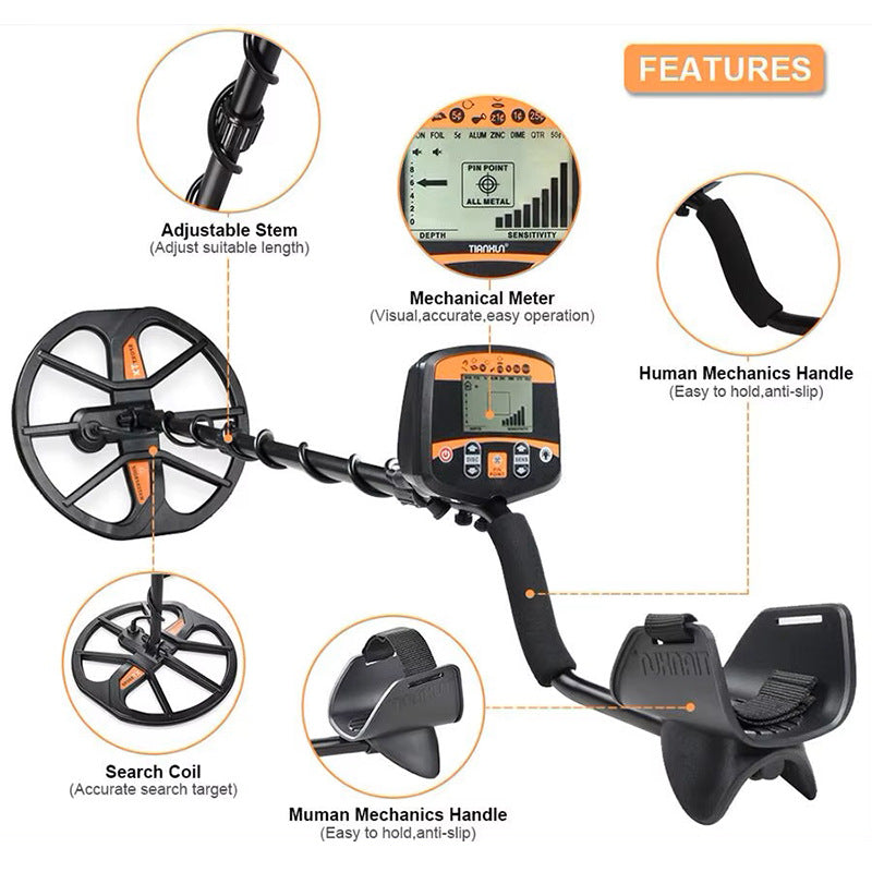 10 meter underground metal detector 960 high sensitivity for outdoor exploration of gold, silver, copper coins, and archaeological treasures in old houses. Sound report of the instrument