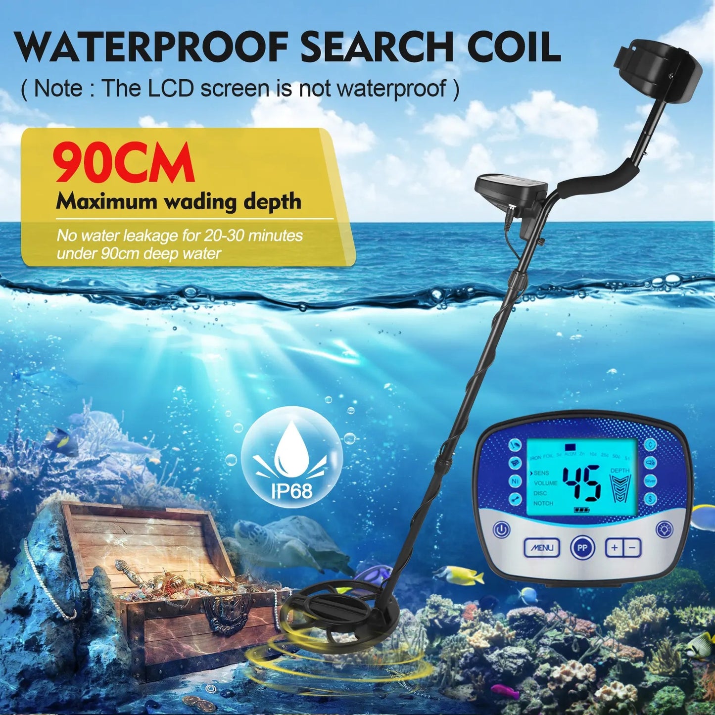 T11 metal detector LCD display one click iron beach outdoor historical treasure hunting device
