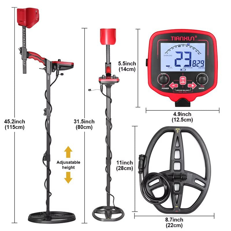 Metal Detector for Adults TX-850L Underground Gold Detector Outdoor Gold Exploration