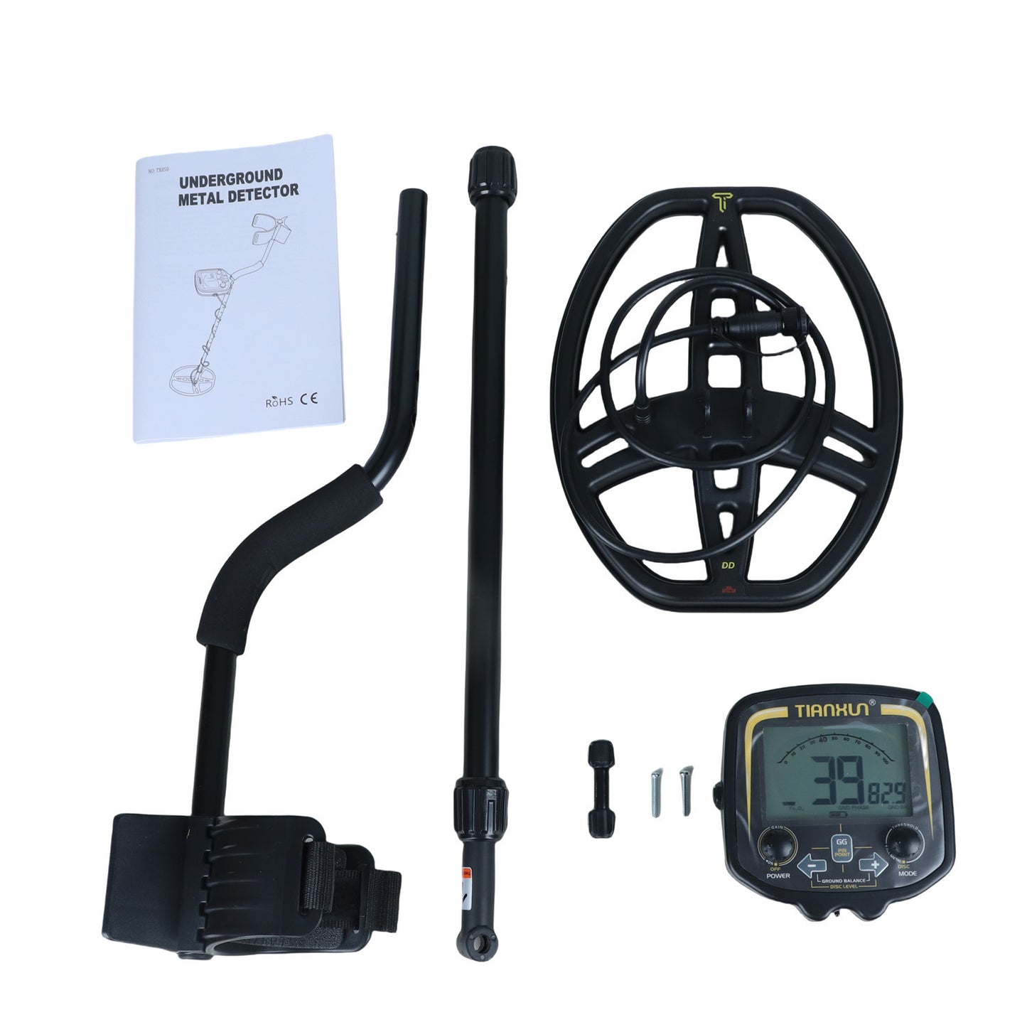TX-850 professional metal detector with high sensitivity and waterproof dual D-type search coil can detect depths of 3 meters