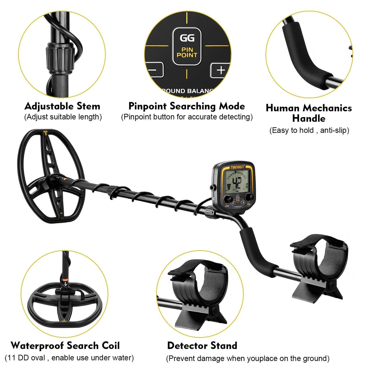 TX-850 professional metal detector with high sensitivity and waterproof dual D-type search coil can detect depths of 3 meters