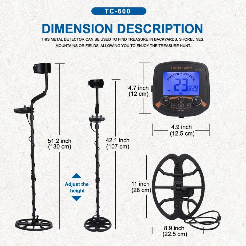 New TC-600 Underground Metal Detector Gold and Silver Detector Treasure Hunter Antique Treasure Detector