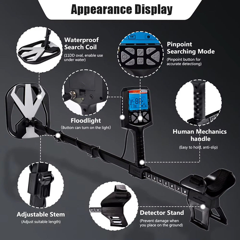 X13 underground metal detector outdoor handheld portable LCD display gold, silver, copper, iron treasure hunting locator