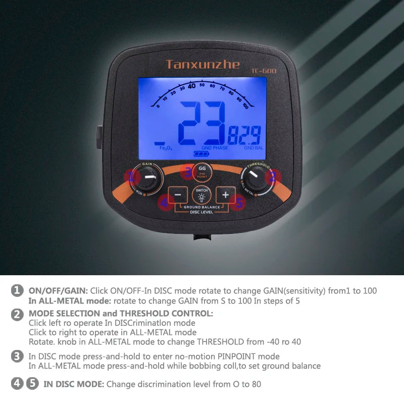 New TC-600 Underground Metal Detector Gold and Silver Detector Treasure Hunter Antique Treasure Detector