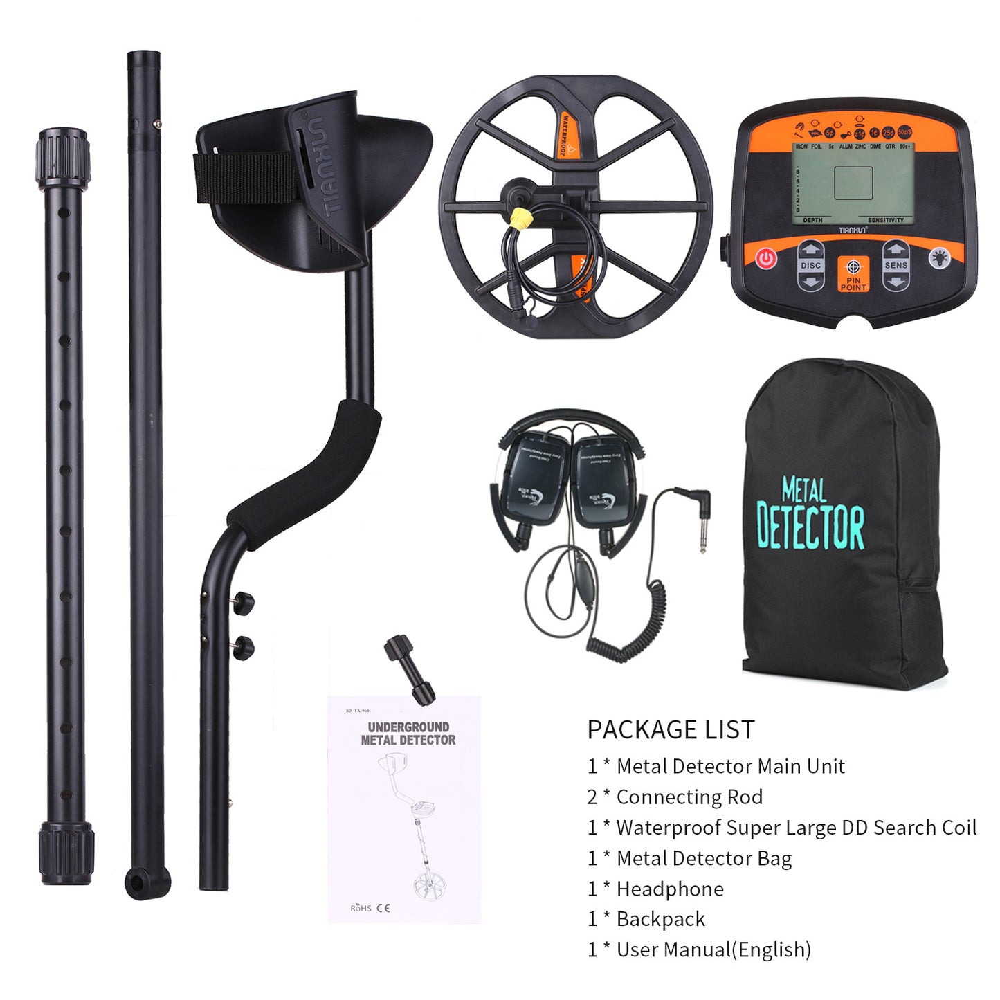 10 meter underground metal detector 960 high sensitivity for outdoor exploration of gold, silver, copper coins, and archaeological treasures in old houses. Sound report of the instrument