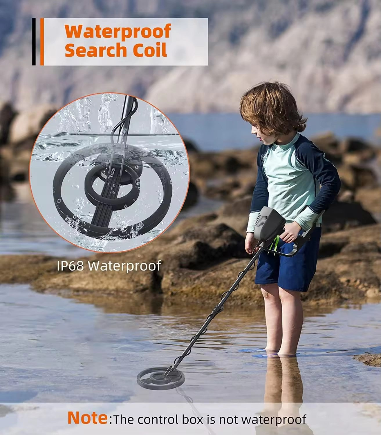 MD4070 handheld metal detector with smiling face LCD display, children's toy type beach grass underground treasure hunting
