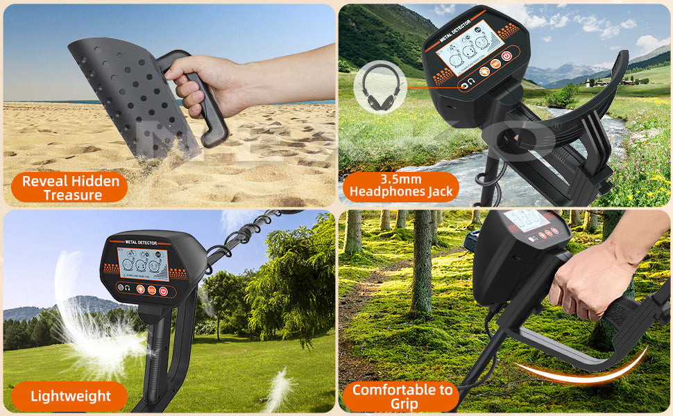 MD4070 handheld metal detector with smiling face LCD display, children's toy type beach grass underground treasure hunting