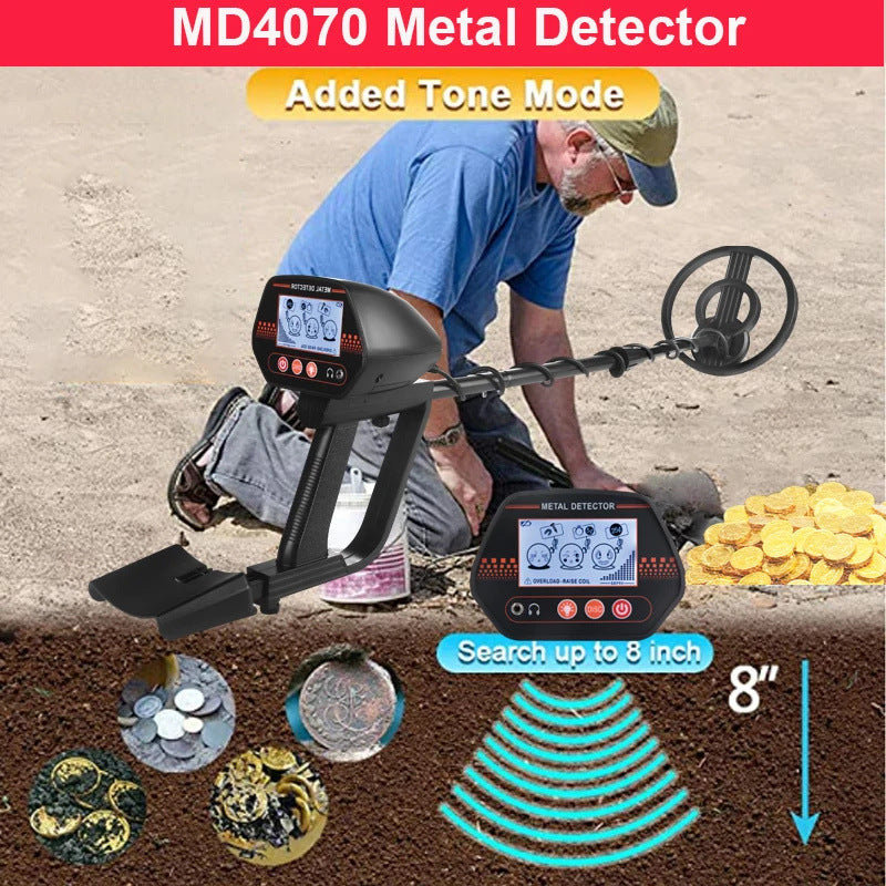 MD4070 handheld metal detector with smiling face LCD display, children's toy type beach grass underground treasure hunting