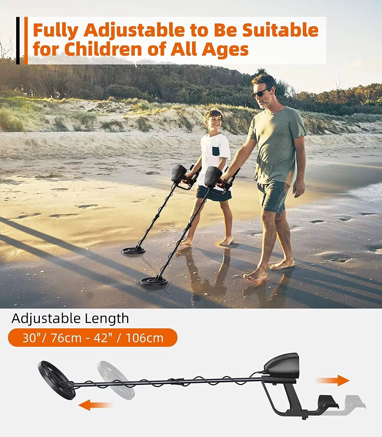MD4070 handheld metal detector with smiling face LCD display, children's toy type beach grass underground treasure hunting