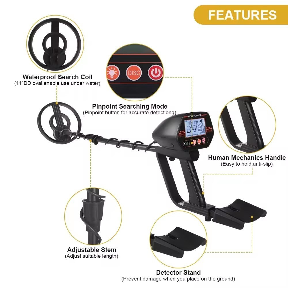 MD4070 handheld metal detector with smiling face LCD display, children's toy type beach grass underground treasure hunting