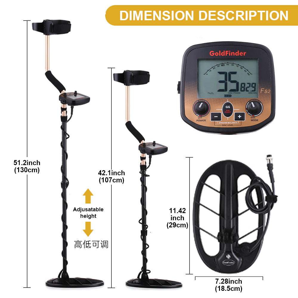 Metal Detector for Adults Gold Finder FS2 Underground Metal Detector LCD Display Gold Beetle High Precision Treasure Hunter