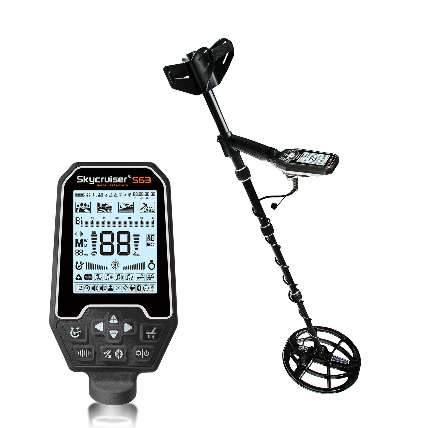 Skycruiser S63 Underground Metal Detector Underwater High Sensitivity Iron Removal Treasure Hunt Gold, Silver, Copper, Aluminum Gold Detector