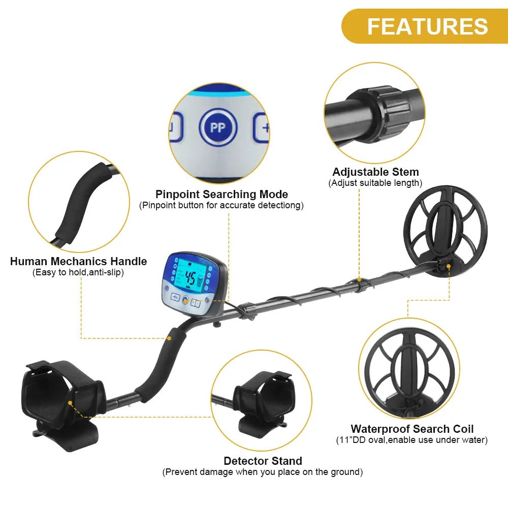 T11 metal detector LCD display one click iron beach outdoor historical treasure hunting device