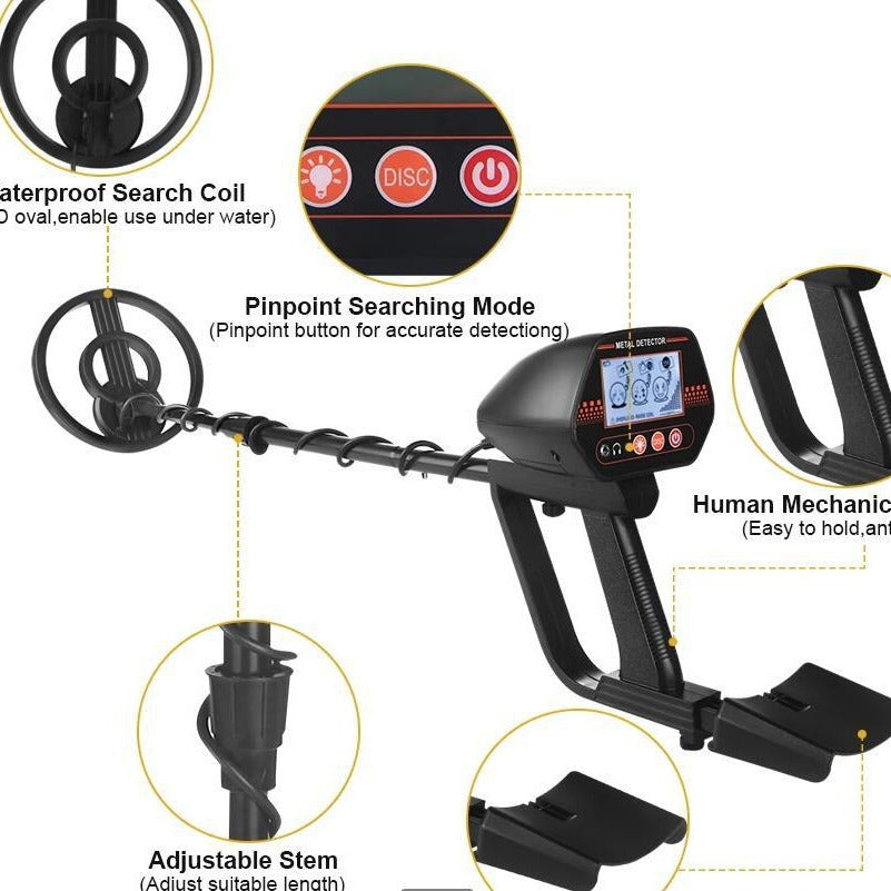 MD4070 handheld metal detector with smiling face LCD display, children's toy type beach grass underground treasure hunting