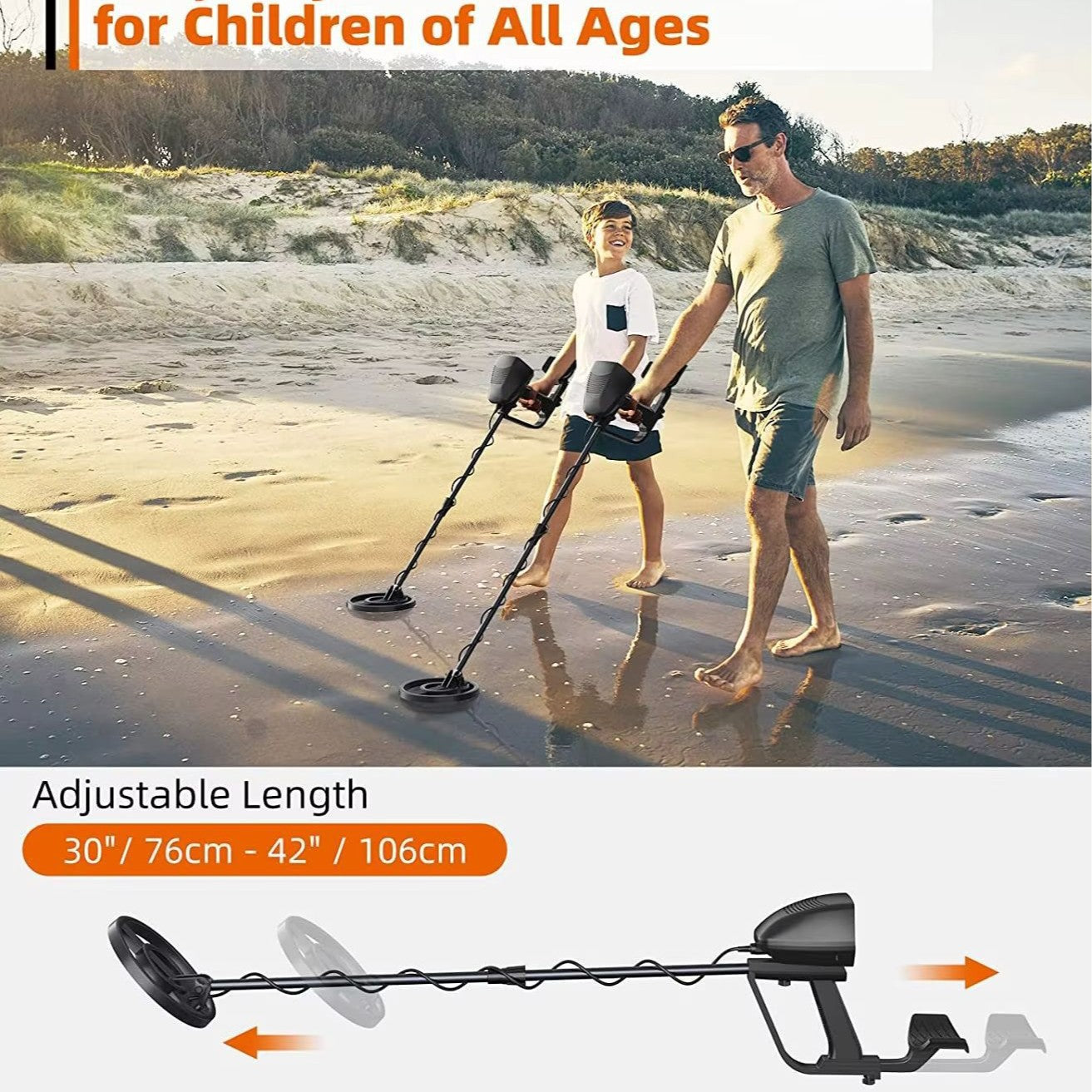 MD4070 handheld metal detector with smiling face LCD display, children's toy type beach grass underground treasure hunting