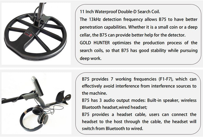 New B75 Handheld Underground Metal Detector with Waterproof LCD Backlight Digital Gold, Silver and Copper Treasure Detector