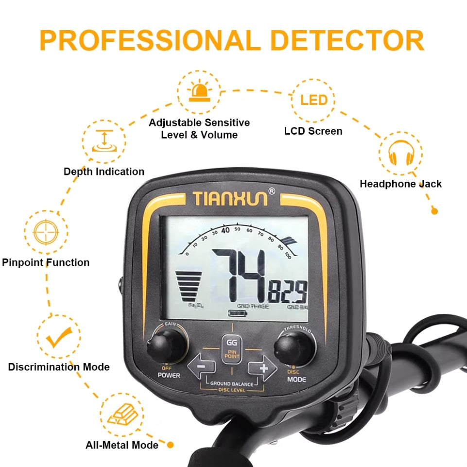 TX-850 professional metal detector with high sensitivity and waterproof dual D-type search coil can detect depths of 3 meters
