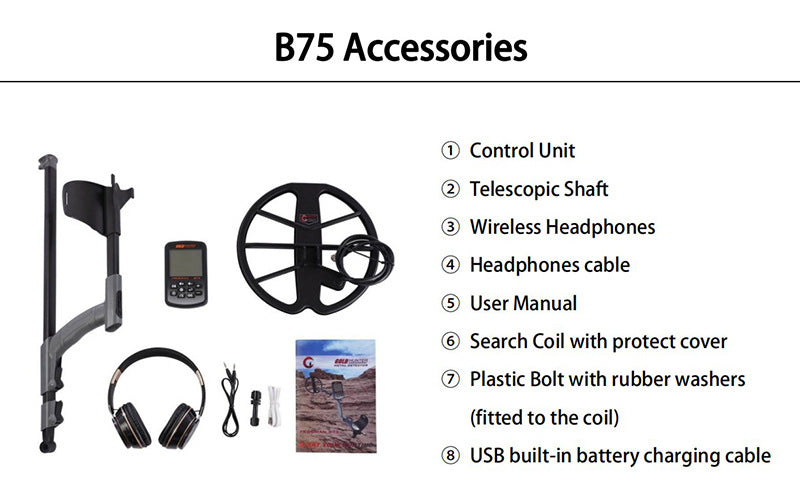 New B75 Handheld Underground Metal Detector with Waterproof LCD Backlight Digital Gold, Silver and Copper Treasure Detector