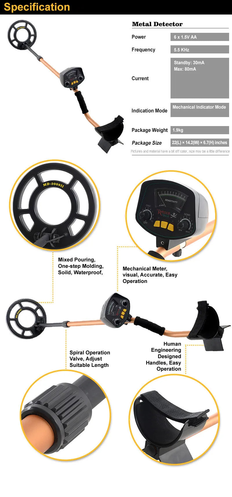 Professional MD3009II Underground Gold Metal Detector Ground Metal Detector
