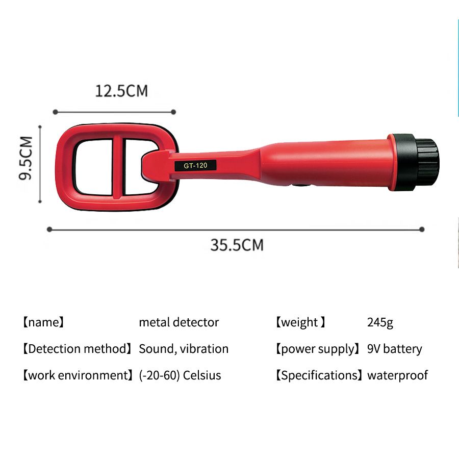 Metal detector GT-120 waterproof positioning rod for diving and salvaging cattle stomachs, detecting iron, gold, silver, copper, underground treasure hunting, jewelry and gold