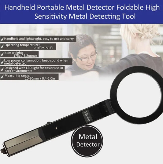TS-80 Handheld Metal Detector Portable Foldable High Sensitivity Station Terminal Airport School Court Security Detector