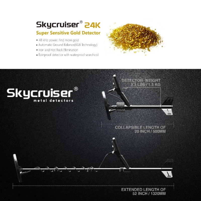 Skycruiser 24K Metal Detector for Adults Detecting Sand Gold High-Precision