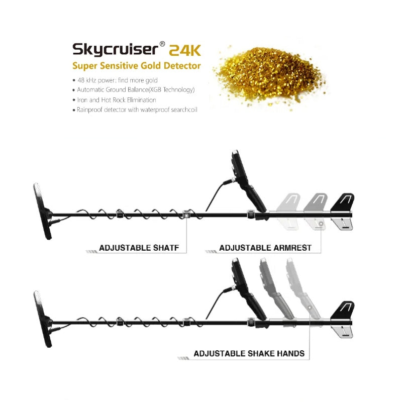 Skycruiser 24K Metal Detector for Adults Detecting Sand Gold High-Precision