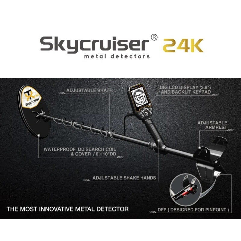 Skycruiser 24K Metal Detector for Adults Detecting Sand Gold High-Precision